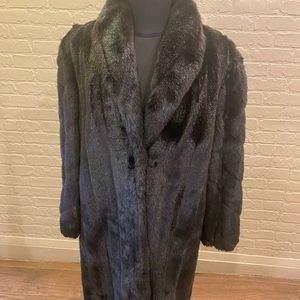 Full length faux fur coat chocolate brown